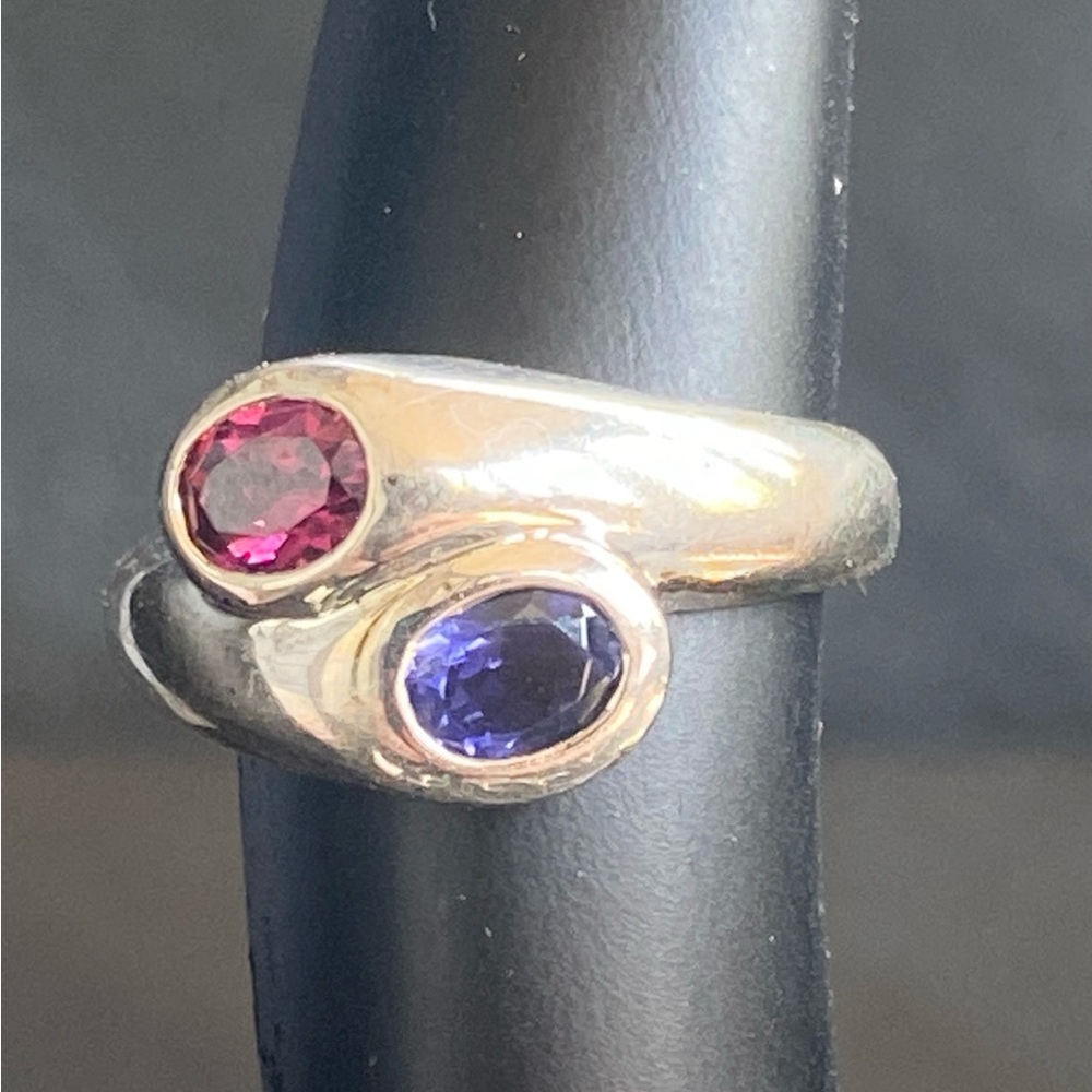Sterling Snake Ring Ruby & Sapphire